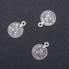 Schmuckzubehör: Münzanhänger mit arabischer Verzierung, Durchmesser 15 mm, Bohrung 1,75 mm, Verpackung 20 g, 19 Stück (+-)