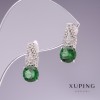 Xuping-Ohrringe mit grünen Zirkonen, Rhodiumbeschichtung, 17×7 mm
