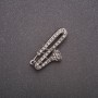 Brosche Flöte mit Strass, silberfarbenes Metall, 38 x 19 mm