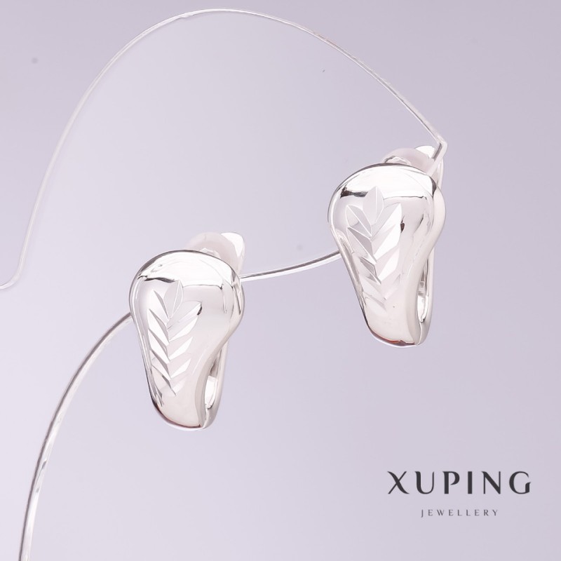 Ohrringe Xuping, Durchmesser 9 mm, Länge 17 mm, Rhodium-beschichtet