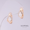 Xuping-Ohrstecker mit weißen Zirkonen, Durchmesser 8 mm, Länge 16 mm, 18K-Vergoldung