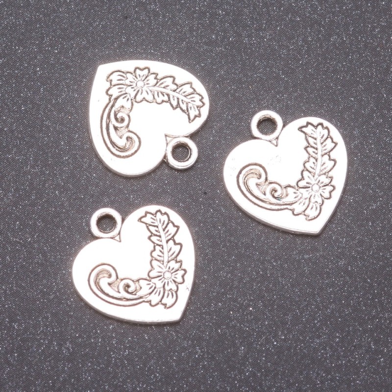 Schmuckzubehör – Herz-Anhänger, Ø 14×16 mm, Innenloch Ø 1,8 mm, Verpackung 20 g ± 11 Stück