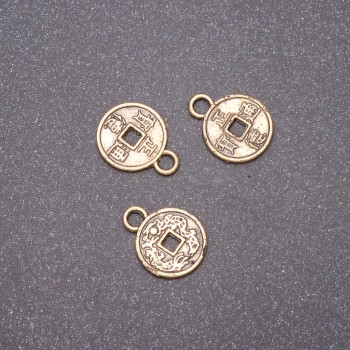 Anhänger Münze (Bronze), Maße 10×13 mm, Verpackungsgewicht ca. 20 g, ca. 52 Stück