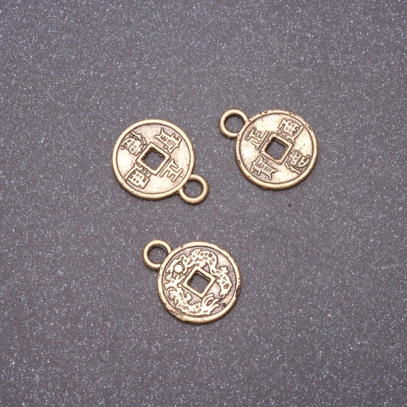 Anhänger Münze (Bronze), Maße 10×13 mm, Verpackungsgewicht ca. 20 g, ca. 52 Stück