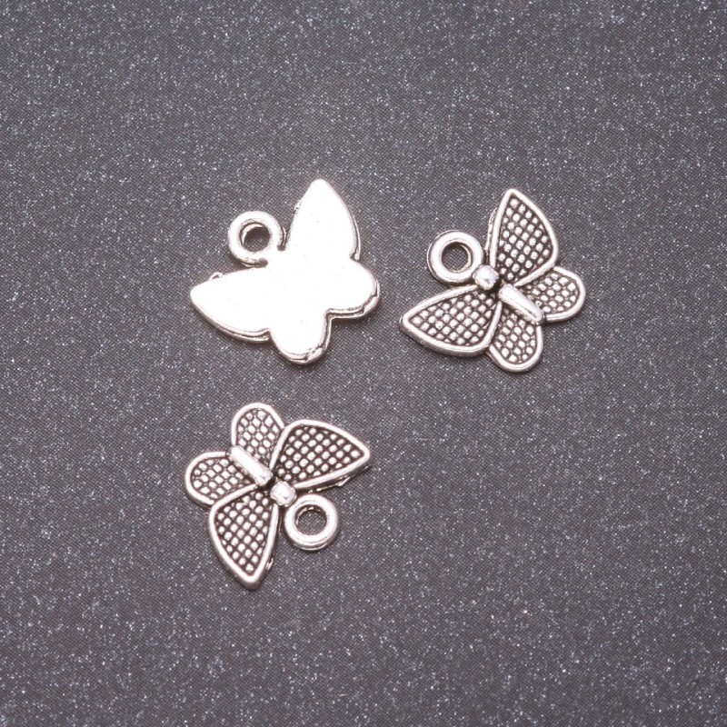 Schmetterling-Anhänger – Zubehör, Durchmesser 13×11 mm, Lochdurchmesser 1,7 mm, Verpackung 20 g ± 32 Stück