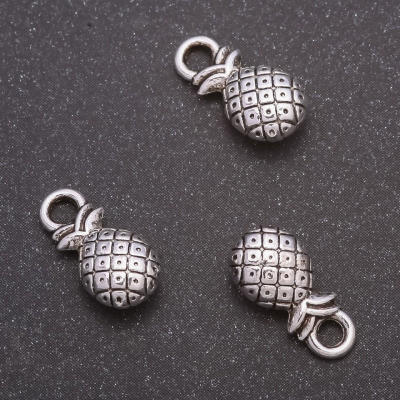 Anhänger Schmuckzubehör Ananas, Durchmesser 14×7 mm, Lochdurchmesser 3 mm, Gewicht 20 g ± 19 Stück