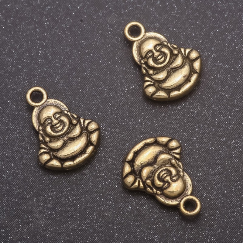 Schmuckzubehör Anhänger Buddha, Maße 14×10 mm, Loch Ø 1,5 mm, Verpackung 20 g ± 22 Stück