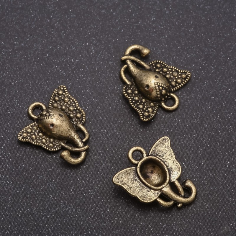 Elefantenanhänger aus Bronze, Abmessungen 16×15 mm, Gewicht ca. 20 g, Packung 24 Stück