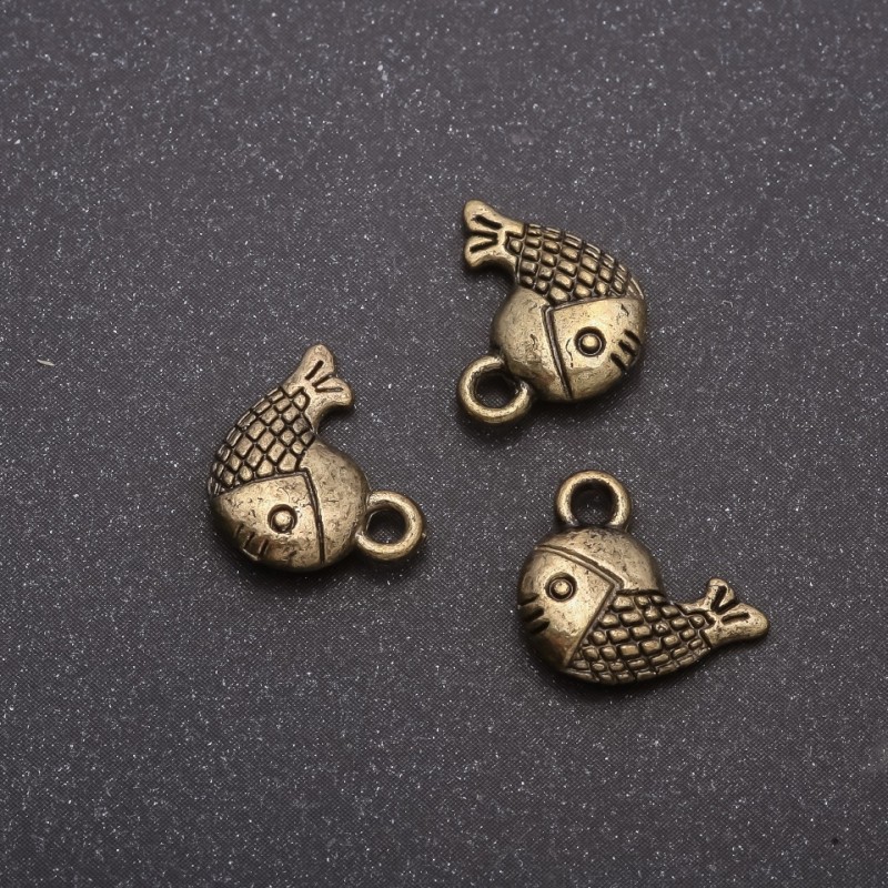 Anhänger «Fisch» aus Bronze, Durchmesser 13×12 mm, Verpackung 20 g ± 19 Stück