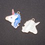 Anhänger Einhorn blau emailliert, Ausführung 5 Stück, 25×19 mm