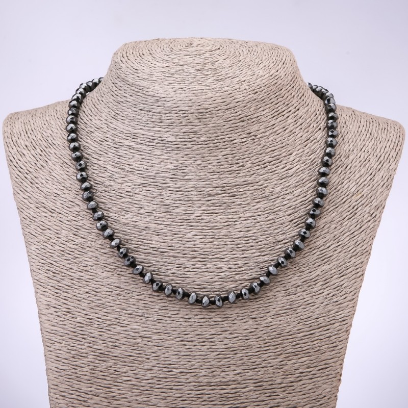 Kette aus facettierten Hämatit-Rondellen, Durchmesser 6×4 mm, Länge 45 cm