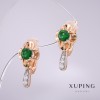 Xuping-Ohrringe mit grünen Steinen 20×10 mm 18K-Vergoldung