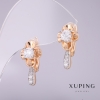 Xuping-Ohrstecker mit weißen Steinen 20x10 mm Vergoldung 18K
