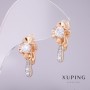 Xuping-Ohrstecker mit weißen Steinen 20x10 mm Vergoldung 18K