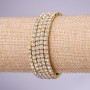 Strassarmband „Memori“ mit vier Wicklungen, weiße Strasssteine, Durchmesser 4 mm, gelbgoldfarbenes Metall