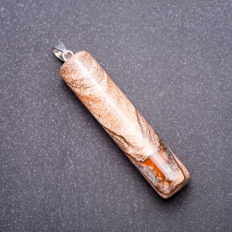 Zylinderanhänger aus Landschaftsjaspis, 64×54×12 mm