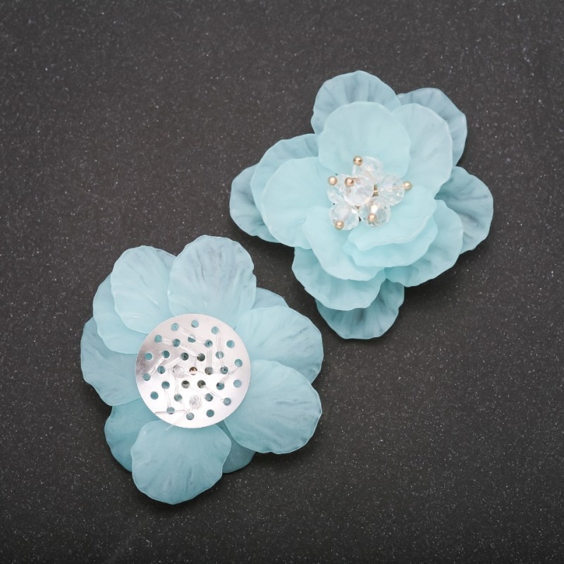 Acryl-Aufnäher Teerose blau, Durchmesser 45 mm