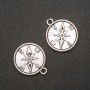 Anhänger Kompass aus grauem Metall, 20×23 mm, Lochdurchmesser ca. 4 mm, Facettierung 4 mm, 20 g ± 7 Stück