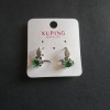 Xuping Ohrringe mit grünen Zirkonen, Rhodiumbeschichtung, 17 × 13 mm