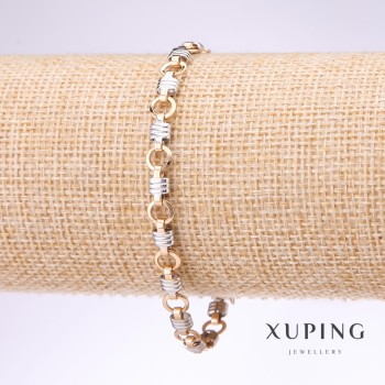 Xuping-Armband mit fantasievollem Geflecht, Dicke 6 mm, Länge 19 cm, Rhodiumbeschichtung, 18-karätige Vergoldung