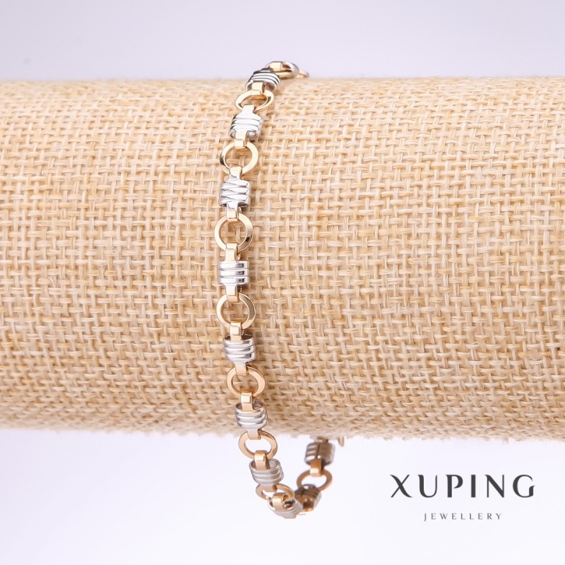 Xuping-Armband mit fantasievollem Geflecht, Dicke 6 mm, Länge 19 cm, Rhodiumbeschichtung, 18-karätige Vergoldung