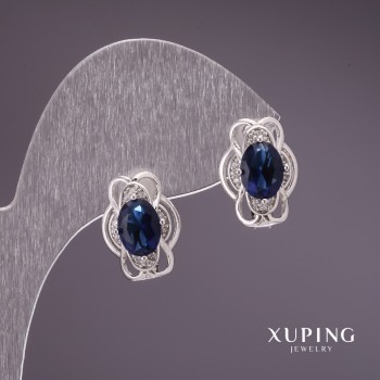 Ohrringe Xuping mit blauen Steinen 10×15 mm Rhodiumbeschichtung