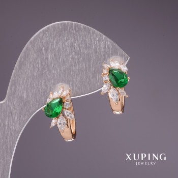 Ohrringe Xuping mit grünen Steinen 15×9 mm, 18K-Vergoldung