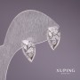Xuping-Ohrstecker mit weißen Steinen 9×15 mm Rhodiumbeschichtung
