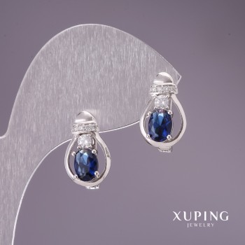 Ohrringe Xuping mit blauen Steinen 16x10 mm Rhodium
