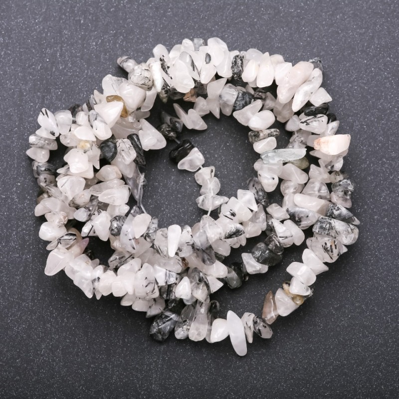 Perlen aus Haarquarz-Rutilquarz, Durchmesser 5–8 mm (±), Länge ca. 85 cm