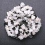 Perlen aus Rutilquarz «Haarquarz», weißer Quarz, schwarzer Achat auf Schnur, Chip-Perlen 5–8 mm (±), Länge 85 cm