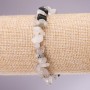 Armband aus Naturstein Quarz-Rutilquarz ('Haarquarz'), Körner 5–8 mm, auf elastischem Band, Länge 18 cm