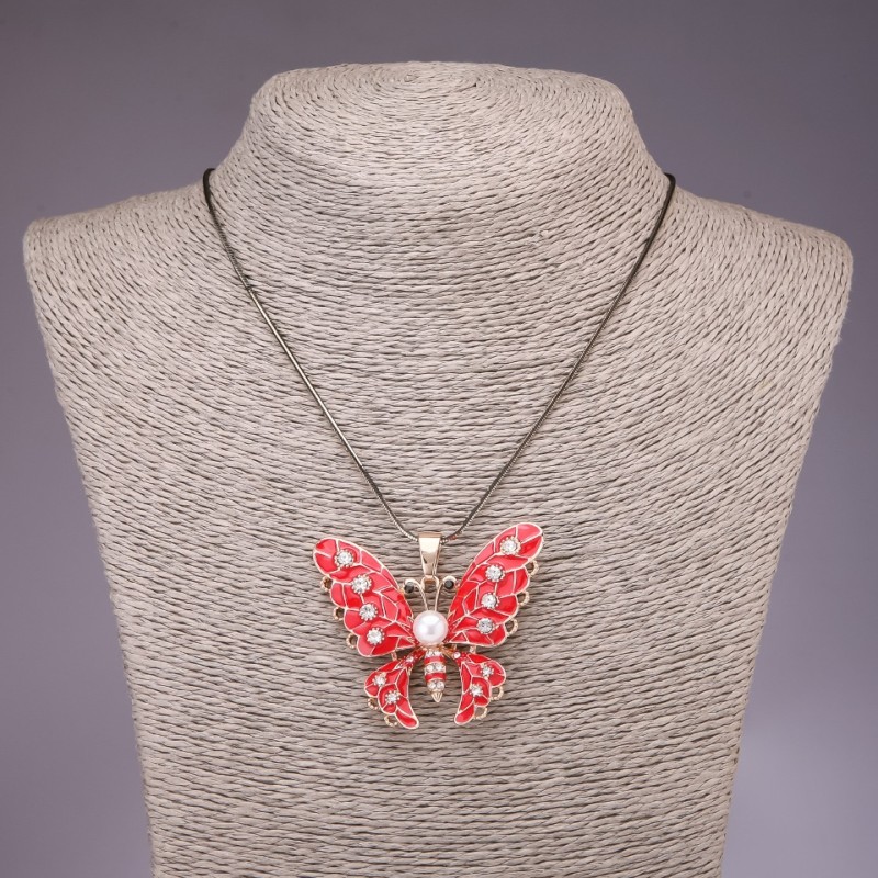 Anhänger „Schmetterling“ an langer Kette „Schwarzgold“, Durchmesser 44 × 50 mm, Länge 85 cm