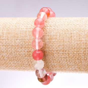 Armband aus Chalzedon, glatte Kugeln, Durchmesser 10 mm, Länge 18 cm