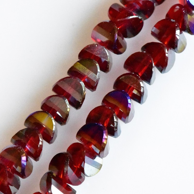 Kristallperlen im Swarovski-Stil, dunkelroter Rubin mit blauem Überzug, Durchmesser 6 × 4 mm, Schnur 50 cm
