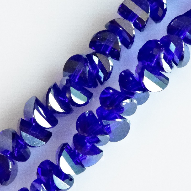 Kristallperlen im Swarovski-Stil, Ultramarinblau mit Spiegelbeschichtung, Durchmesser 6 x 4 mm, Schnur Länge 50 cm