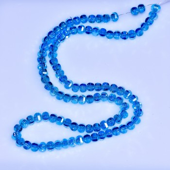 Blaue Kristallperlen im Swarovski-Stil, facettierte Perlen mit Benzin-Beschichtung, Durchmesser 5 × 4 mm, Schnurlänge 48 cm