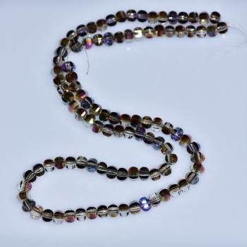 Kristallperlen im Swarovski-Stil Champagnerfarben, facettierte Kugeln mit violett-benzinfarbener Beschichtung, Durchmesser 5 × 4 mm, Schnurlänge 48 cm