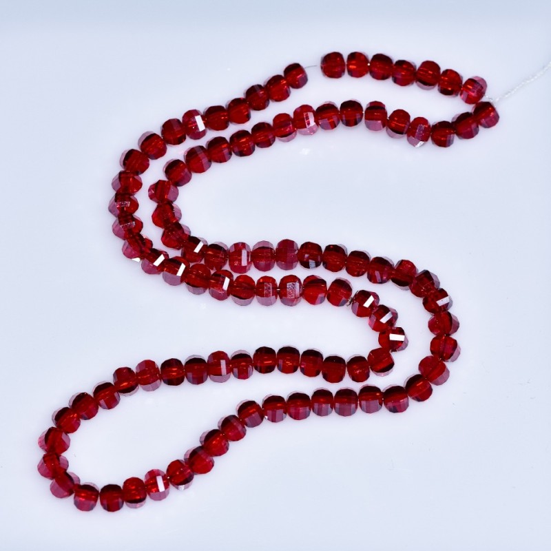 Kristallperlen im Swarovski-Stil, rote facettierte Kugeln, Durchmesser 5 x 4 mm, Drahtlänge 42 cm