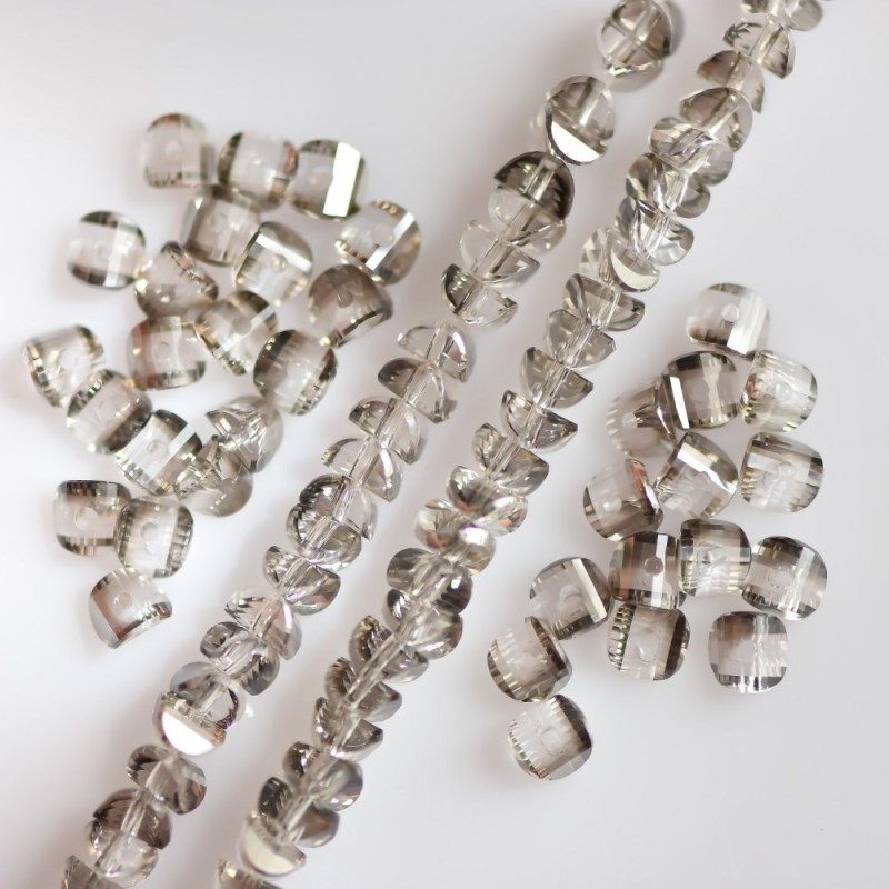 Kristallperlen im Stil von Swarovski, silbergrau mit Beschichtung, Durchmesser 2,5×4 mm, auf einer Schnur 48 cm lang