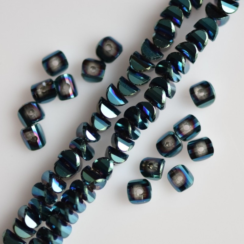 Kristallperlen im Swarovski-Stil, dunkle Meereswelle, mit Benzin-Beschichtung, Durchmesser 2,5 × 4 mm, Stranglänge 48 cm