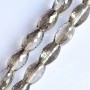 Kristallperlen, facettiert, silbergrau, oval, 8×12 mm, Fadenlänge 70 cm