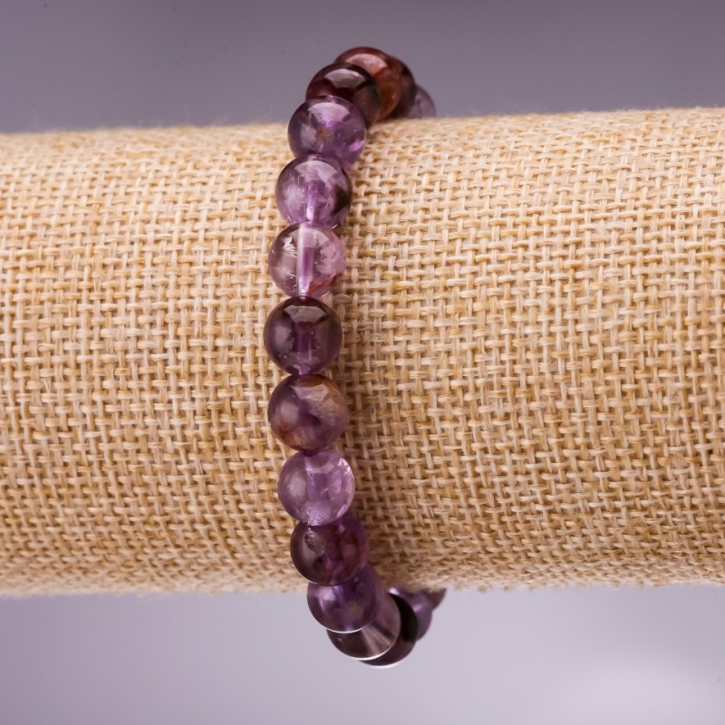 Ametrin-Armband, glatte Kugeln, Durchmesser ca. 8 mm, Länge ca. 18 cm, auf Elastikschnur