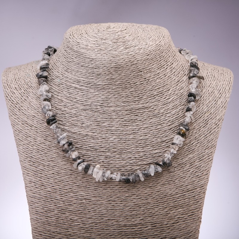 Kette aus Haarquarz, Durchmesser 7 mm, Länge 45 cm