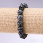 Armband aus natürlichem Stein Schneeflocken-Obsidian Apache-Tränen glatte Kugeln, Durchmesser 10 mm, Länge 18 cm