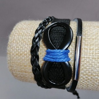 Kinderarmband „Unendlichkeit“ schwarz mit Kordelzug