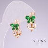 Ohrringe Xuping, 18K-Vergoldung, mit grünen Steinen, 20×11 mm