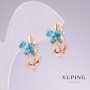 Ohrringe Xuping mit 18K-Vergoldung und blauen Steinen, 20 × 11 mm