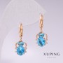 Ohrringe Xuping Spinnen, 18K-Vergoldung, mit blauem Stein und weißen Strasssteinen, 25×10 mm