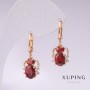 Ohrringe Xuping Spinnenmotiv – 18K-Vergoldung, roter Stein und weiße Strasssteine, 25x10 mm